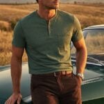 NITAGUT Mens Henley Shirts Short
