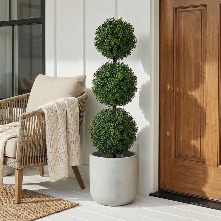 Nearly Natural 36in Artificial Triple Ball Boxwood Topiary Tree Nearly Natural 36in Artificial Triple Ball Boxwood Topiary Tree