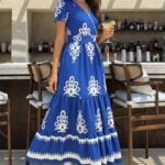 PRETTYGARDEN Womens Summer Casual V Neck Boho Maxi Dress