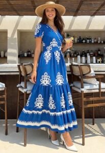 PRETTYGARDEN Womens Summer Casual V Neck Boho Maxi Dress