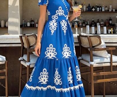PRETTYGARDEN Womens Summer Casual V Neck Boho Maxi Dress