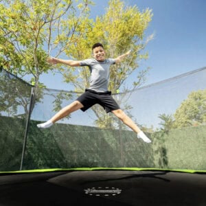 Sportspower BouncePro 14ft Trampoline Meets ASTM Safety Standards, Heavy Duty Rust Resistant Steel Frame, UV Resistant Jump Mat & Safety Net
