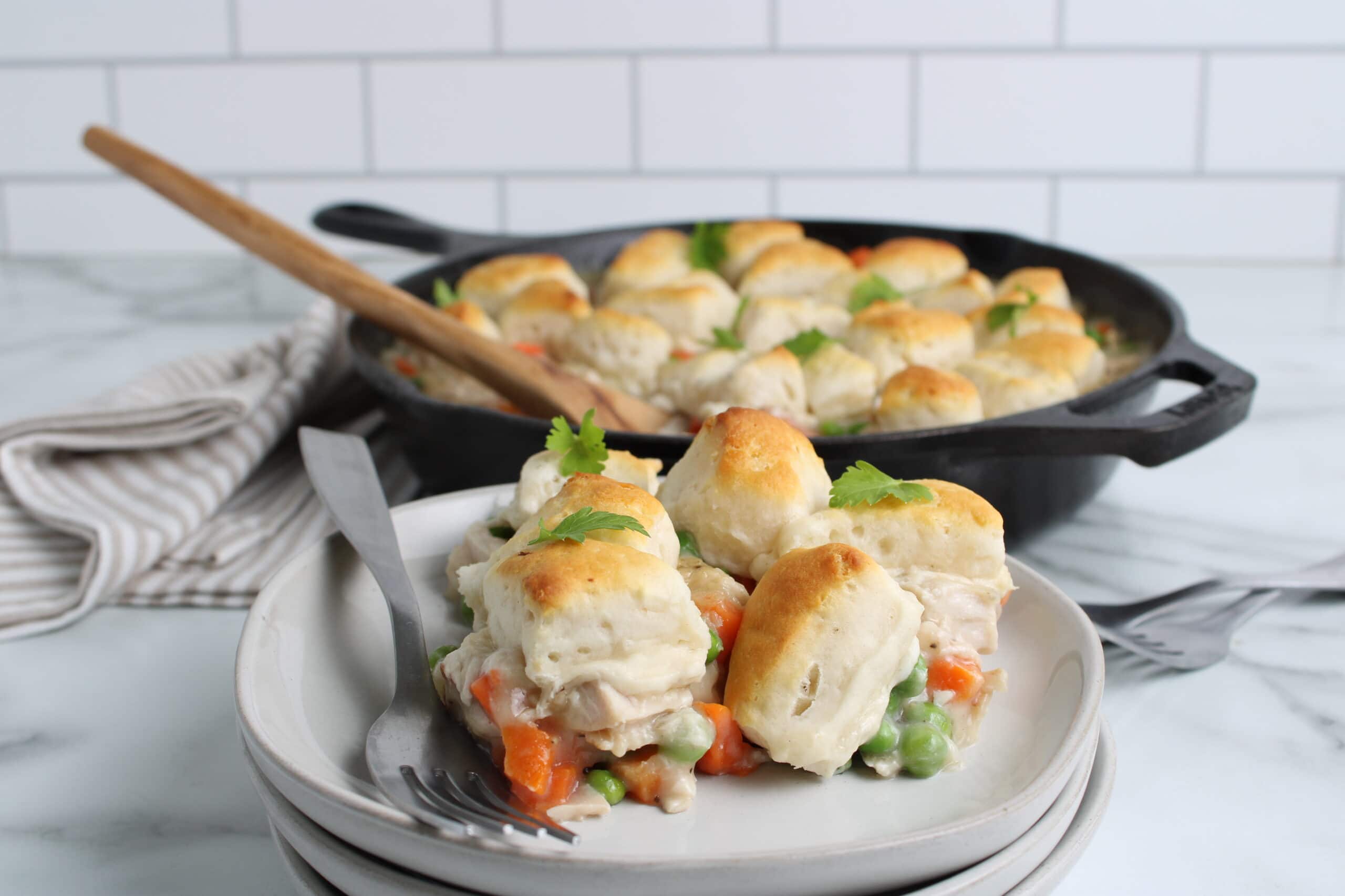 Turkey and Biscuit Skillet finished and plated