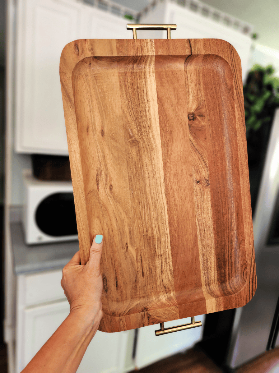 walmart acacia wood tray gold handles