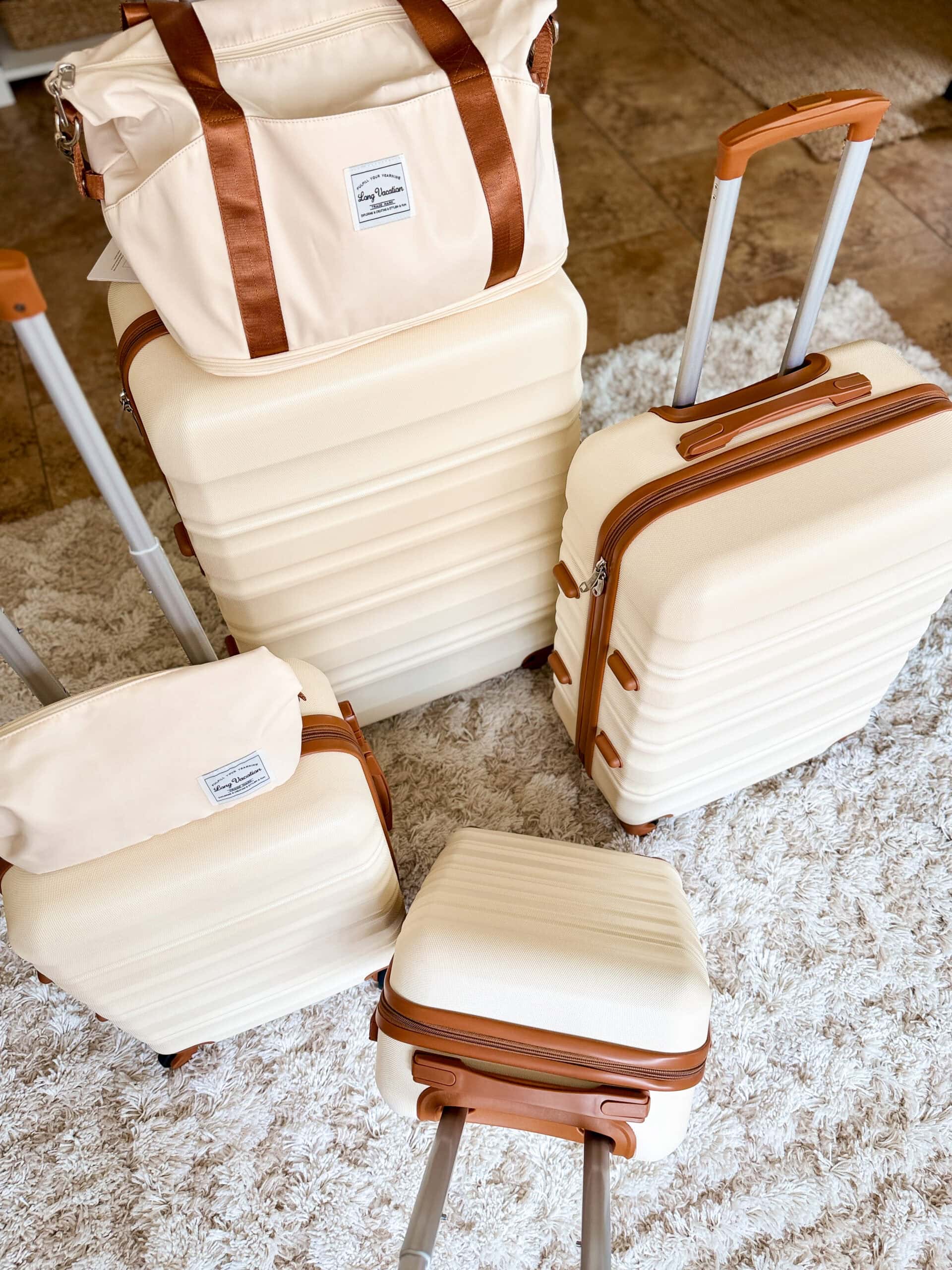 white luggage