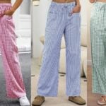 ANRABESS Striped Gingham Pants