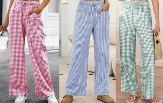 ANRABESS Striped Gingham Pants