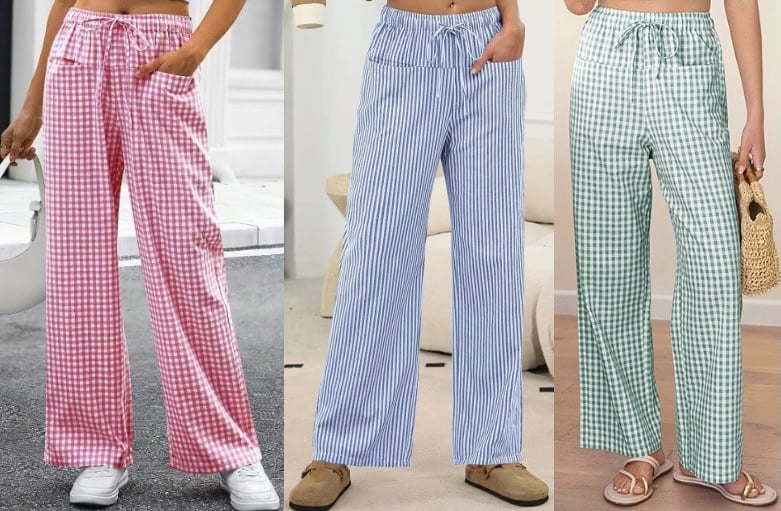 ANRABESS Striped Gingham Pants