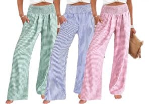 ANRABESS Womens Striped Gingham Palazzo Pants