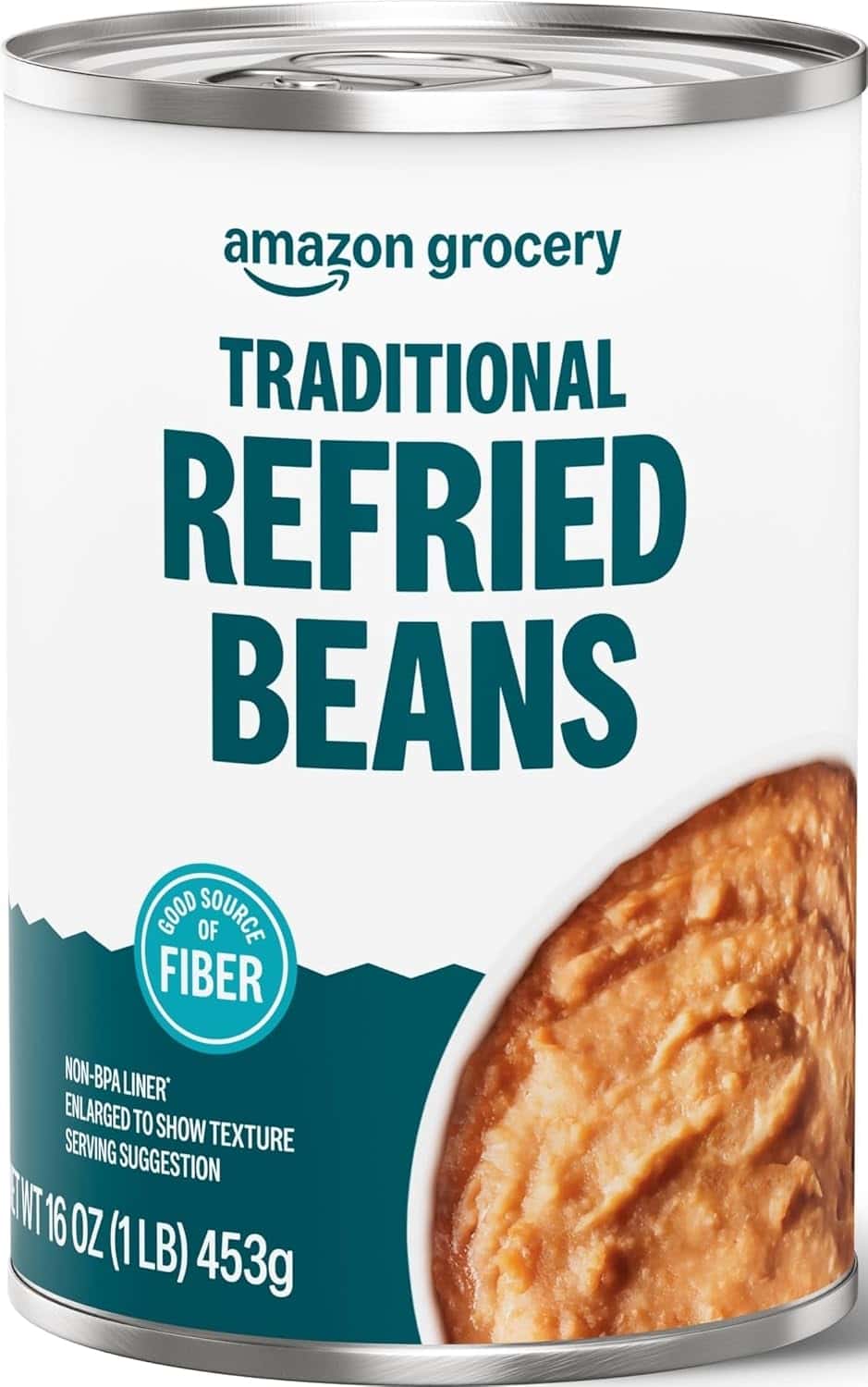 Amazon Grocery, Canned Traditional Refried Beans, 16 Oz