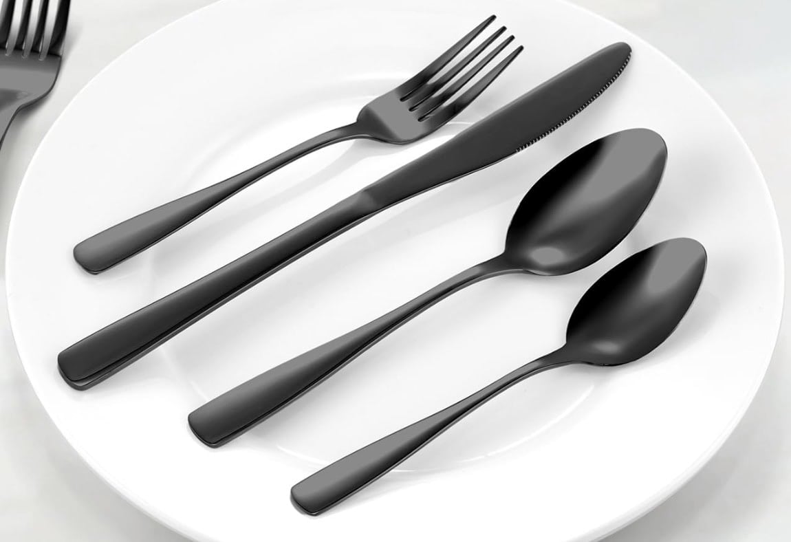 BEWOS Black Silverware Set