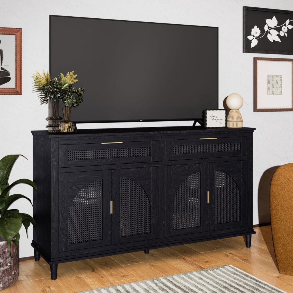 Beautiful Drew Rattan Media Console with Teched Away Drawer by Drew Barrymore Black Finish 52d4fac8 6551 415c b8b8 396414563c14.78f8d4f62e44ac8fc1193f259ec1e2d6 Beautiful Drew Rattan Media Console with Teched Away Drawer by Drew Barrymore Black Finish