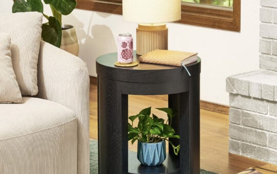 Beautiful Drew Side Table, Rich Black Finish