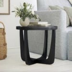Beautiful Glass Rattan End Table, Black