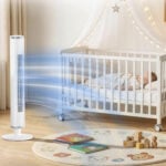 COWSAR Bladeless Tower Fan with Remote, 6 Speeds, 4 Modes, 24H Timer, 60° Oscillation for Bedroom, Office, Kitchen,41 Inch,White