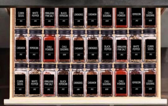 Churboro 25 Spice Jars with Labels and Caps