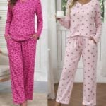 Ekouaer Women's 2 Pack Long Sleeve Pajama Sets