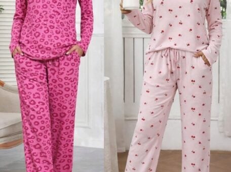 Ekouaer Women's 2 Pack Long Sleeve Pajama Sets