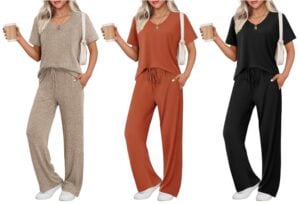 Ekouaer Womens Ribbed Knit Lounge Set