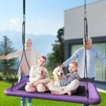 Everyfun Tree Swing for Kids and Adults, 60 Waterproof Rectangle Platform Swing, 700lbs Heavy Duty with Adjustable Straps, Purple 2