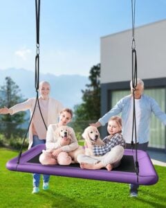Everyfun Tree Swing for Kids and Adults, 60 Waterproof Rectangle Platform Swing, 700lbs Heavy Duty with Adjustable Straps, Purple 2