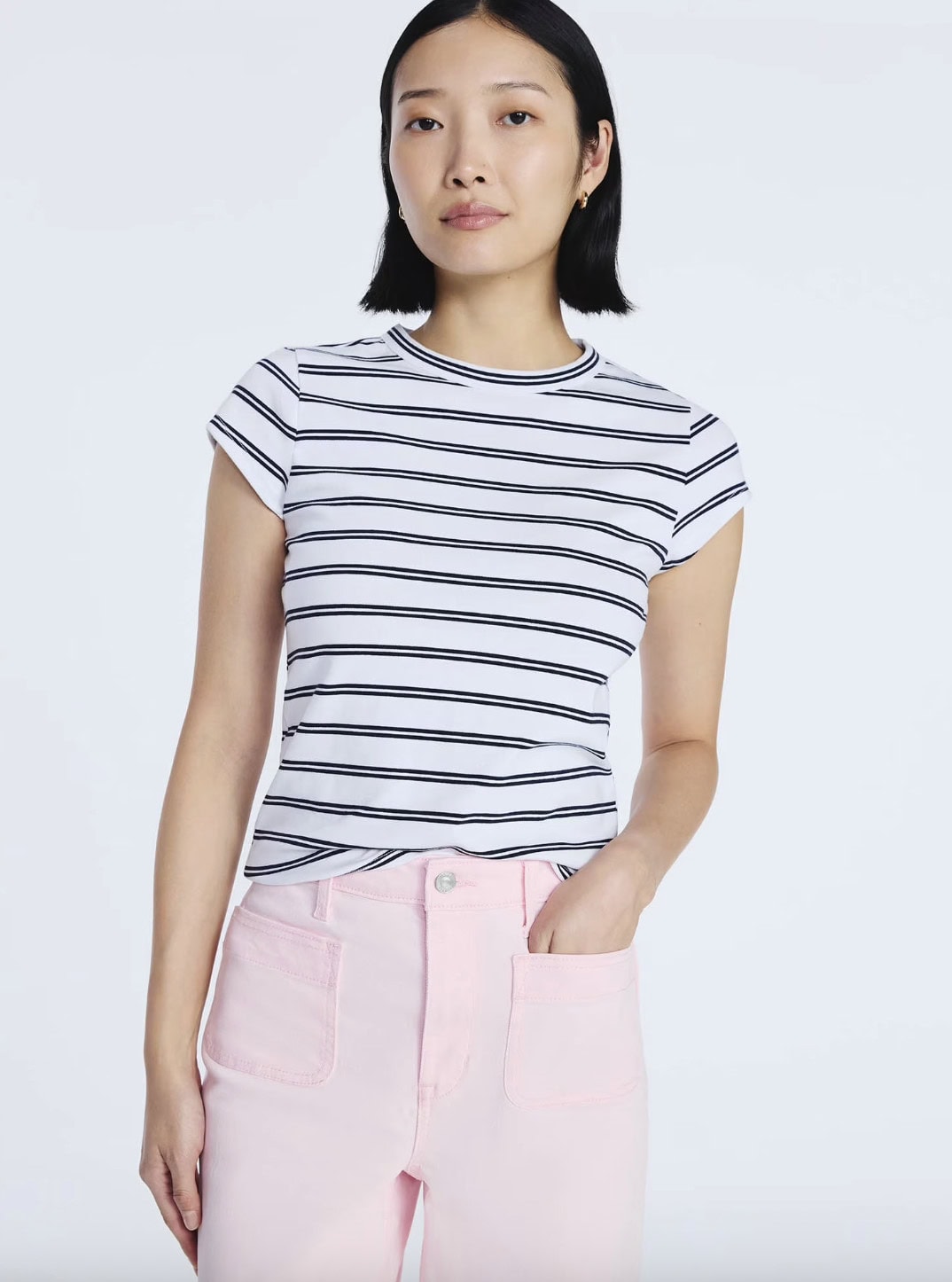 Free Assembly Women's and Women's Plus Cap Sleeve Tee, Sizes XS 4X