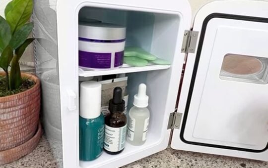 Frigidaire 6 Can Retro Mini Fridge Open