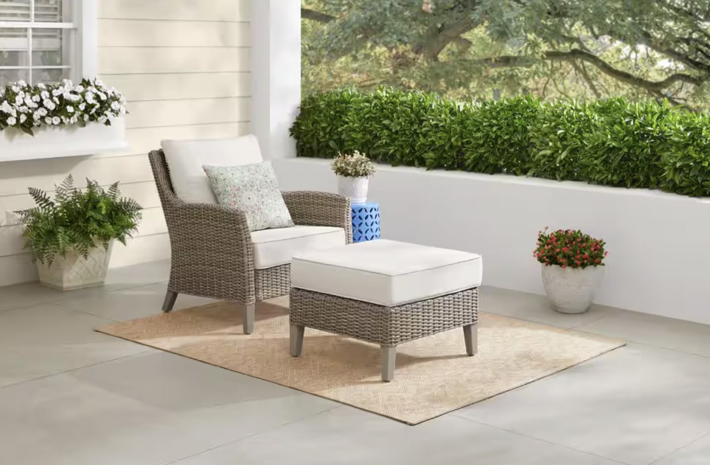 Holly Cove 2 Piece Wicker Outdoor Seating Set with CushionGuard Almond Cushions Holly Cove 2 Piece Wicker Outdoor Seating Set with CushionGuard Almond Cushions