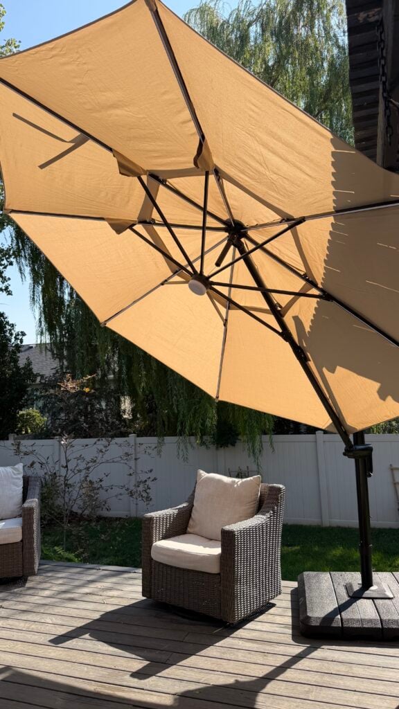 hampton bay 8 ft square aluminum cantilever offset patio umbrella PURPLE LEAF Outdoor 8' x 8' Premium Sun Protection Beige stylish retreat with PURPLE Color:Classic Taupe Garden Umbrella Outdoor Large breadcrumb-1::men-bags