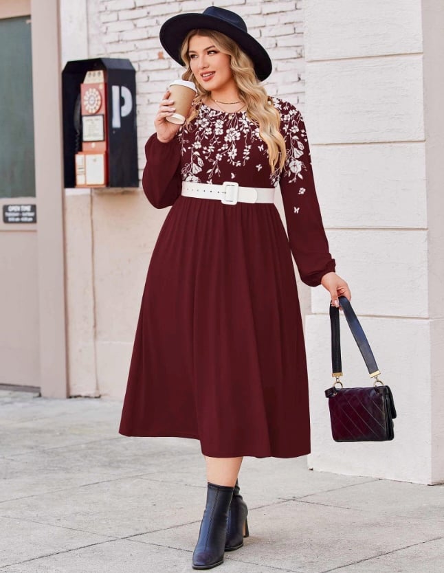 IN'VOLAND Plus Size Fall Dress