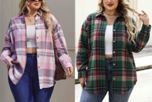 IN'VOLAND Women Plus Size Plaid Flannel Shirts