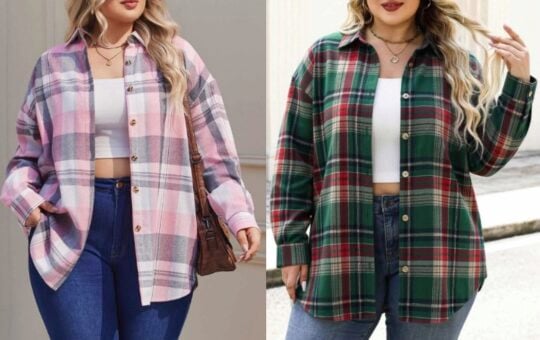 IN'VOLAND Women Plus Size Plaid Flannel Shirts