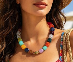 JIAOGE Chunky Beaded Necklace