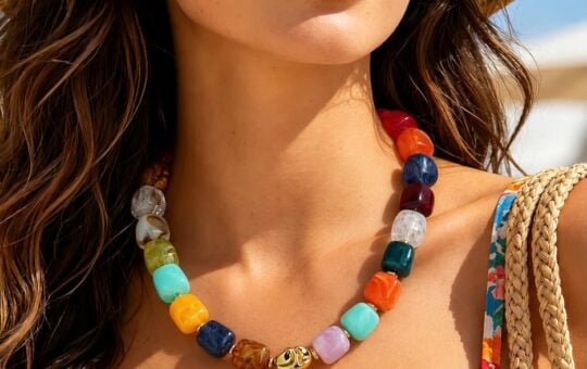 JIAOGE Chunky Beaded Necklace