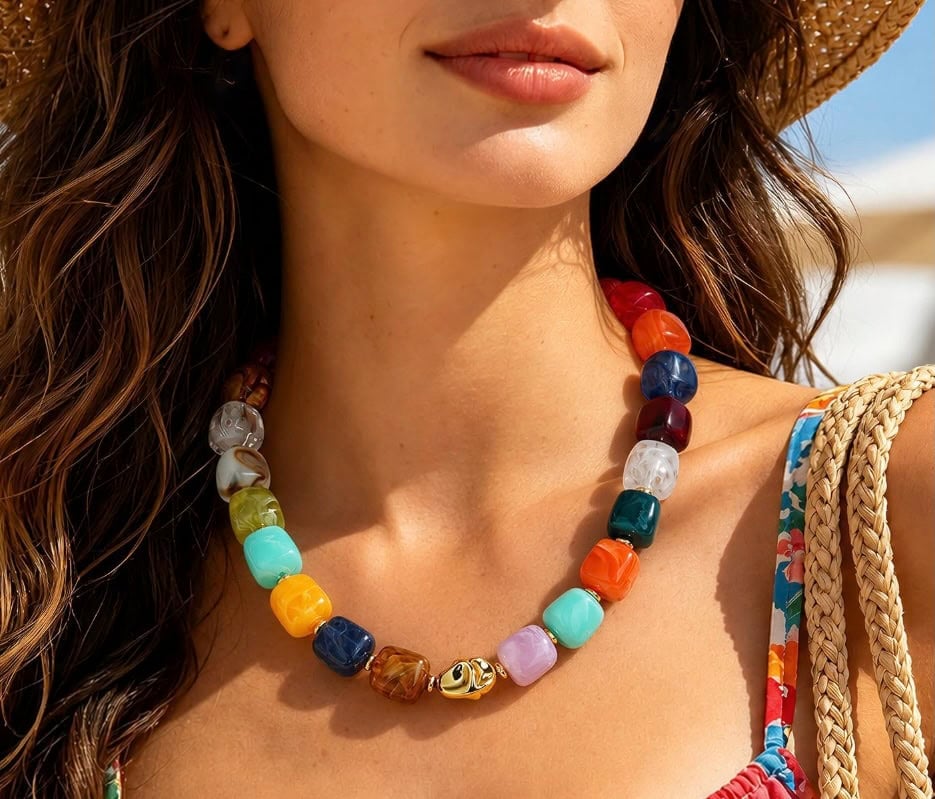JIAOGE Chunky Beaded Necklace JIAOGE Chunky Beaded Necklace