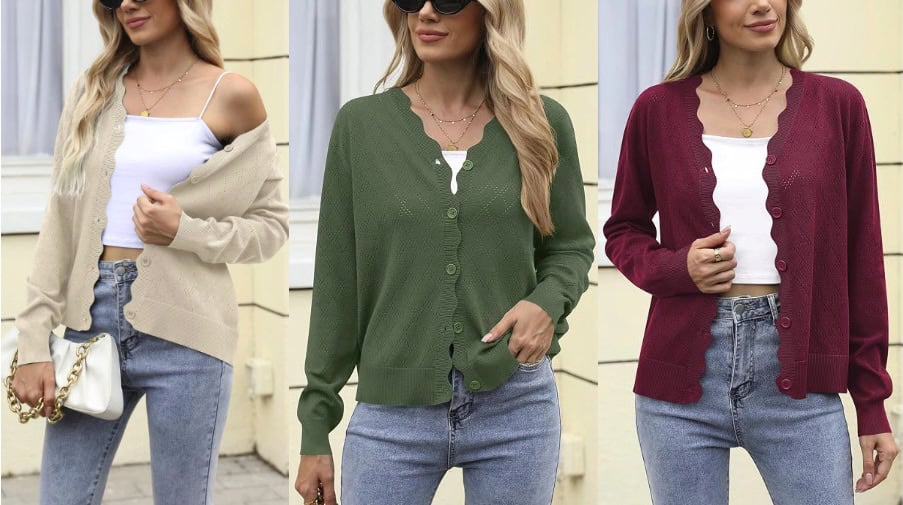 LILBETTER Women's Button Down Cardigan Lightweight Knit Sweater