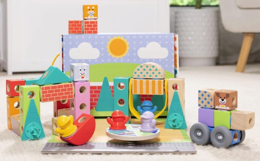 Melissa & Doug Blockables Town Connectable Wooden Building Blocks