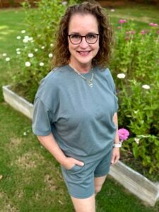 ODODOS Short Sleeve T Shirt Shorts Cheree Slate Green
