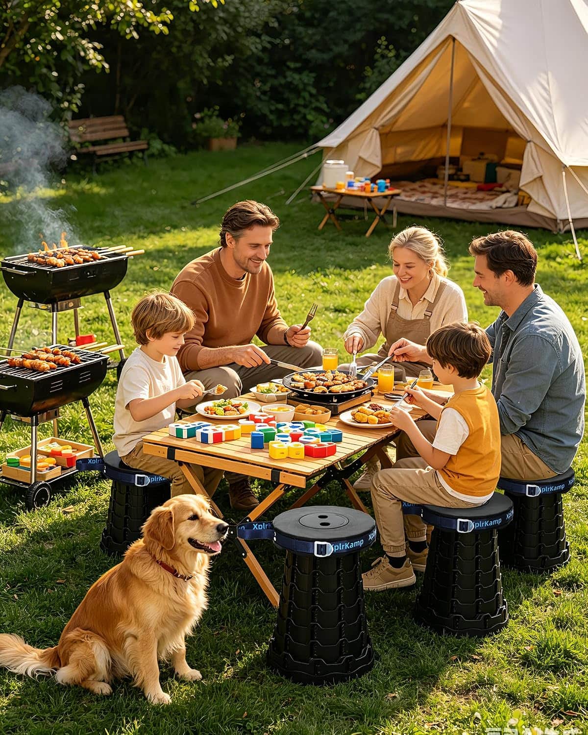Portable Collapsible Stool Chair Folding Camp Seat for Adults 600LBS, Black | XplrKamp Telescoping Foldable Stools for Camping, Travel, Backpack, Fishing, Dance, Outdoor:Indoor Portable Collapsible Stool Chair Folding Camp Seat for Adults 600LBS, Black | XplrKamp Telescoping Foldable Stools for Camping, Travel, Backpack, Fishing, Dance, Outdoor:Indoor