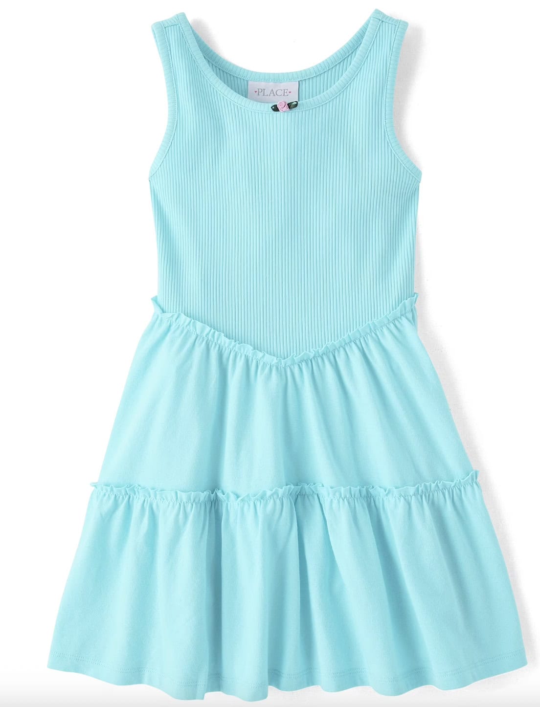 The Children's Place Girls Sleeveless Ribbed Tiered V Waist Dress, Sizes XS XXL The Children's Place Girls Sleeveless Ribbed Tiered V Waist Dress, Sizes XS XXL