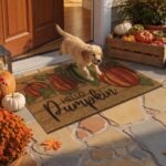 U'Artlines Fall Hello Pumpkin Low Pile Front Door Mat