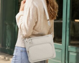 U+U Woven PU Leather Multi Compartment Crossbody Bag Purse