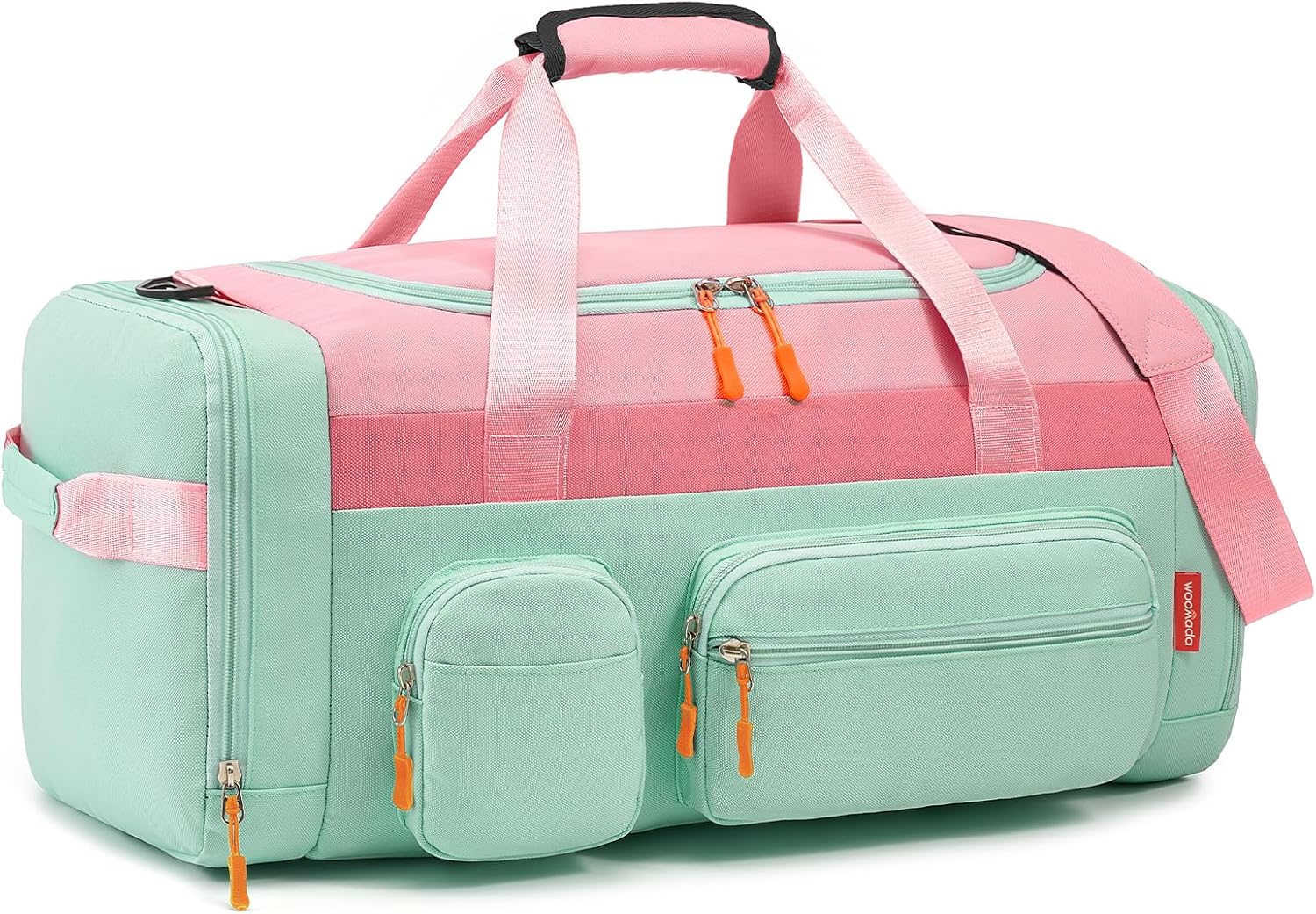WOOMADA Kids Travel Bag with Shoe & Wet Pockets, Carry On Duffle Bag for Overnight Trips, Sports, School(pink)