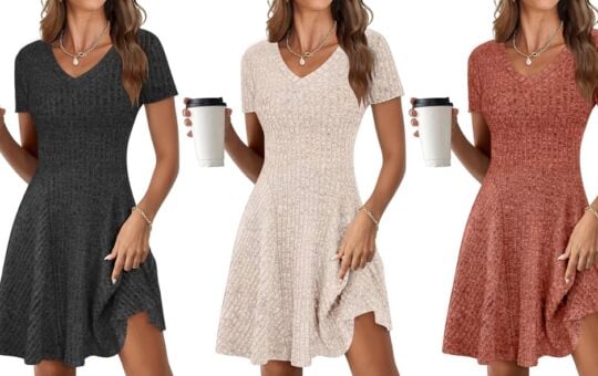 Women's Square Neck Long Sleeve Fall Dress