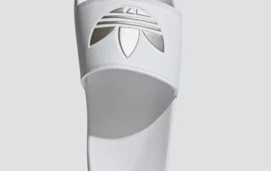 adidas slides white and silver