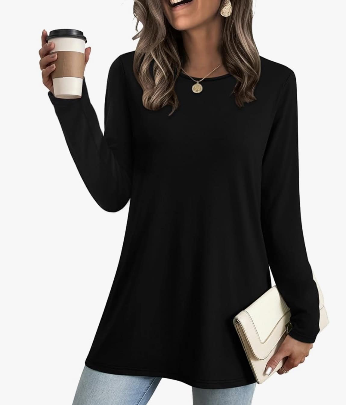 long sleeve tunic top ofeefan