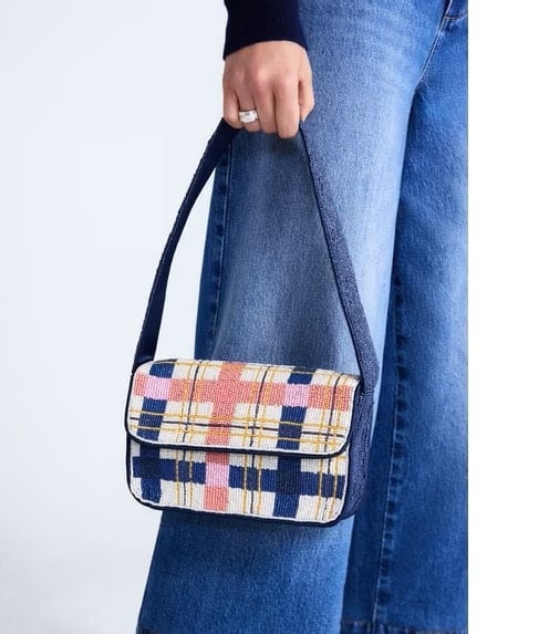 plaid beaded purse plaid beaded purse