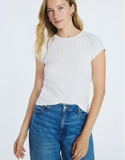 pointelle white top