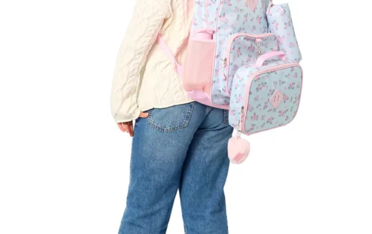 rainbow sugar Girls' Floral Backpack, Lunch Box, Pencil Case, Water Bottle and Carabiner, 5 Piece Set