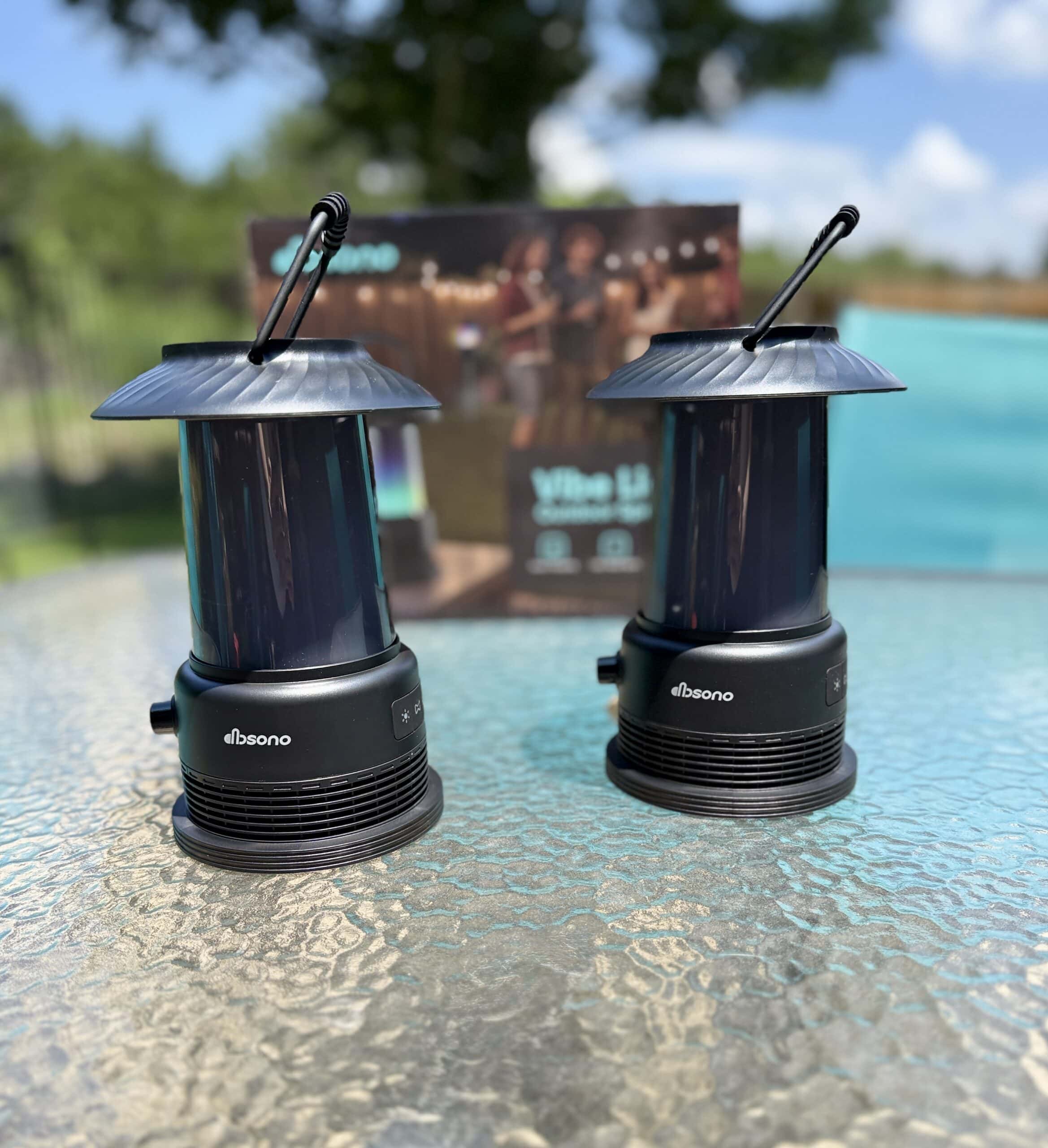 solar powered Bluetooth patio lantern speakers